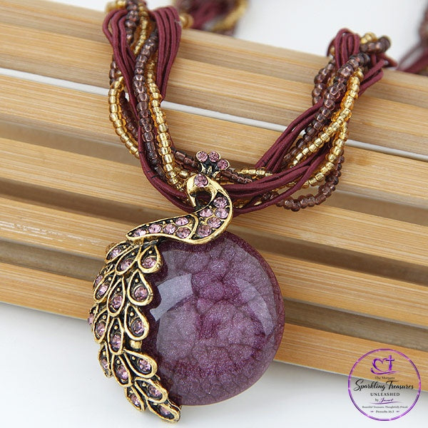 Royal Peacock™ Statement Necklace - Purple