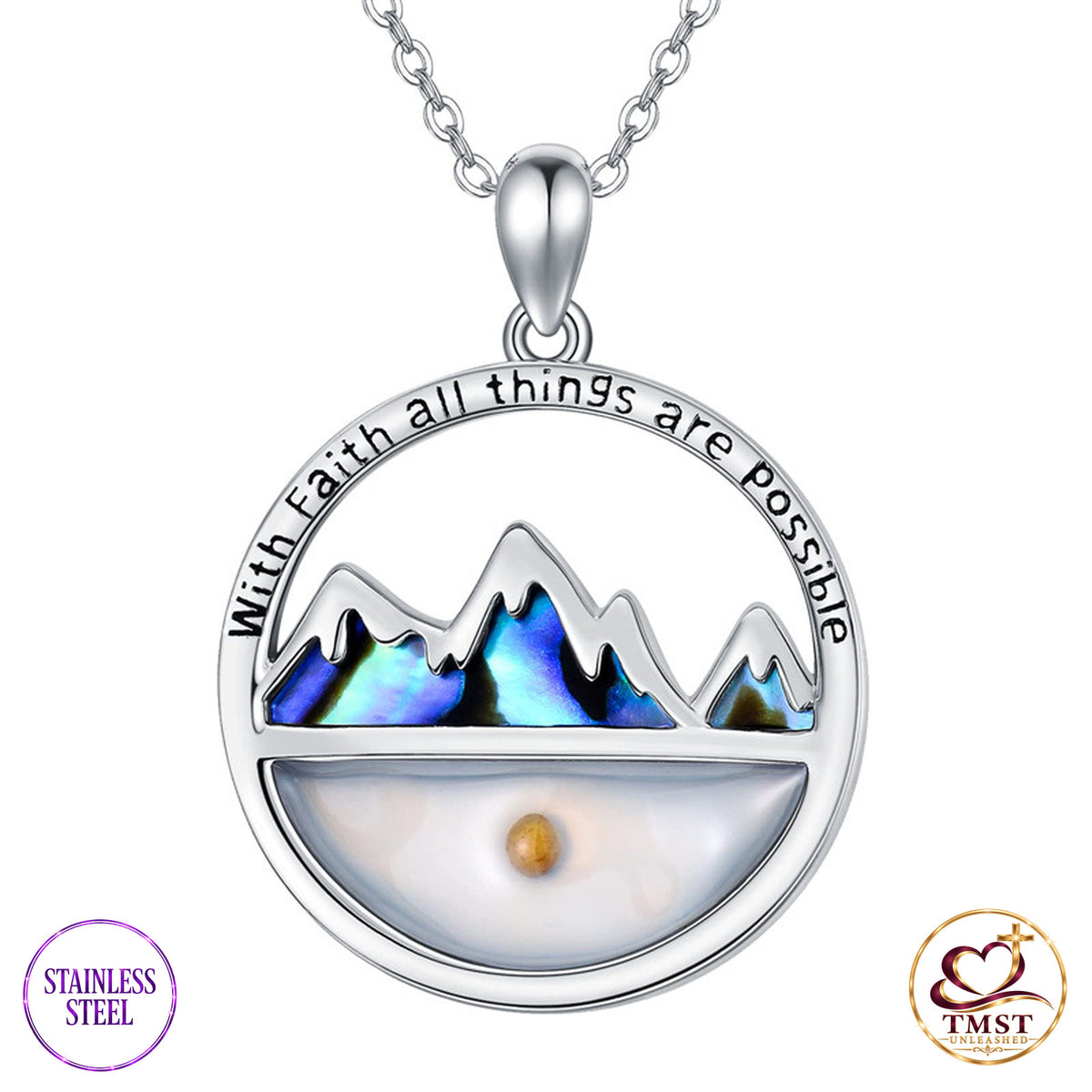 Faith Moves Mountains pendant necklace product photo