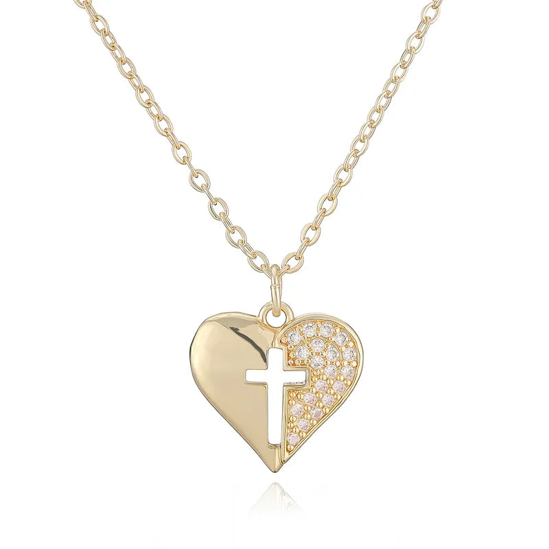 Open Cross Heart Necklace