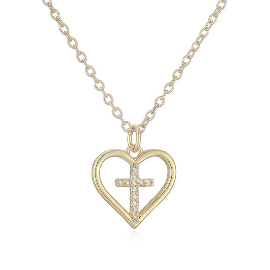 Open Heart Cross Necklace