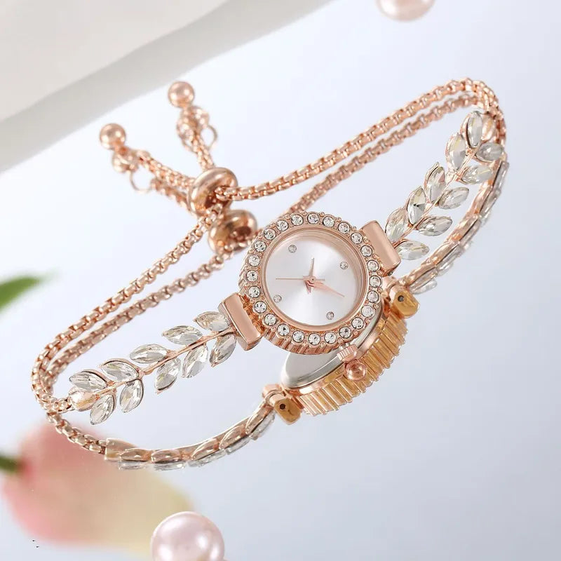 Rose Gold Radiance Woman's Watch Bracelet Silver or Pink Face