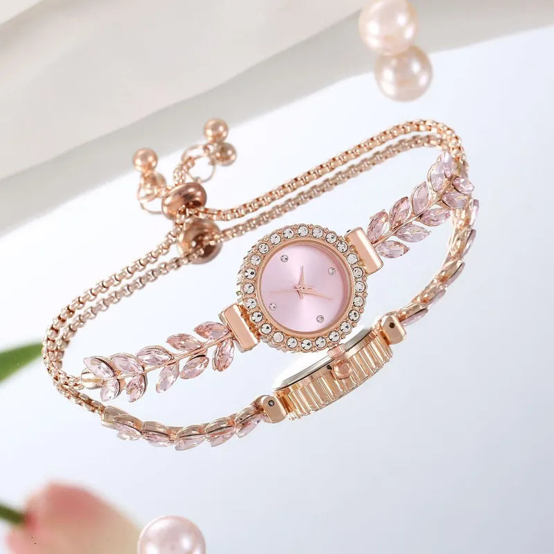 Rose Gold Radiance Woman's Watch Bracelet Silver or Pink Face