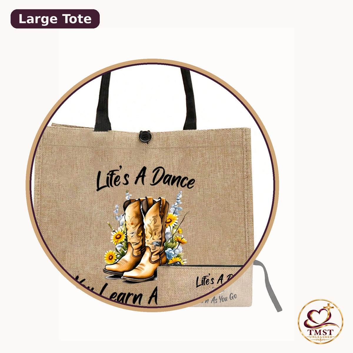 Life's a Dance Western large tote