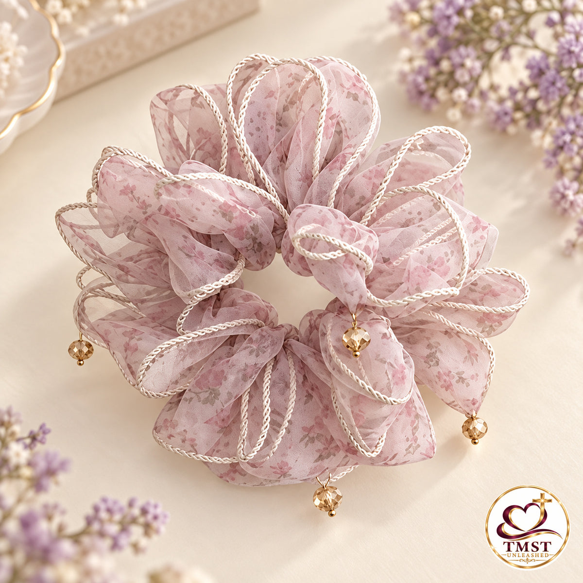 Blushing Garden floral scrunchie product photo