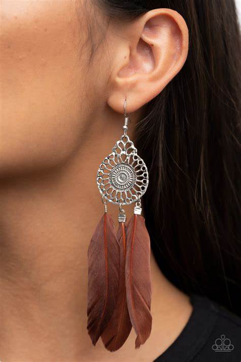 Pretty in PLUMES - Brown $5 Jewelry with Janet Morgan Earrings
