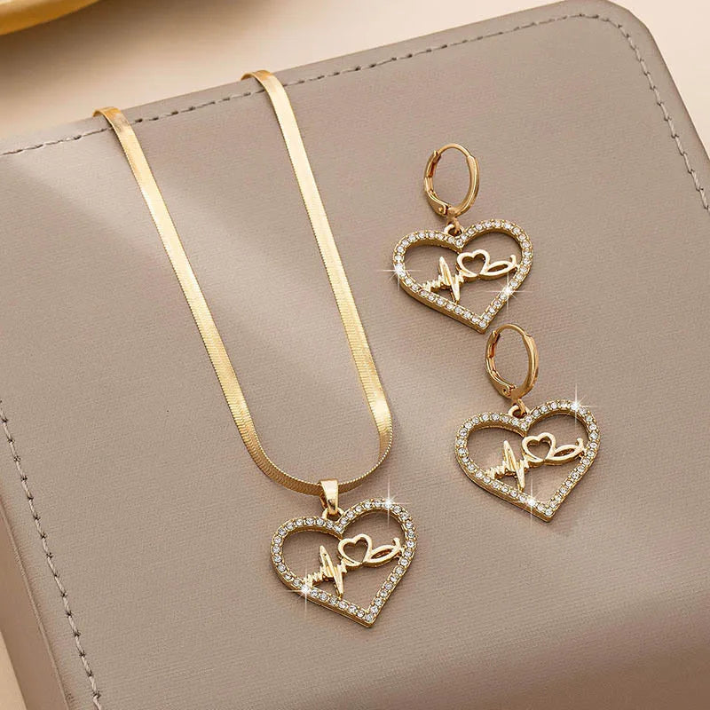 Golden Heartbeat™ Necklace and Earring Jewelry Set