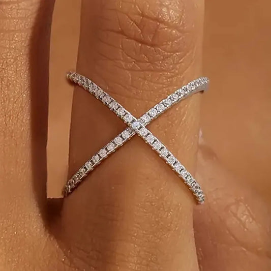 Endless Elegance Crisscross Ring Silver Size 7