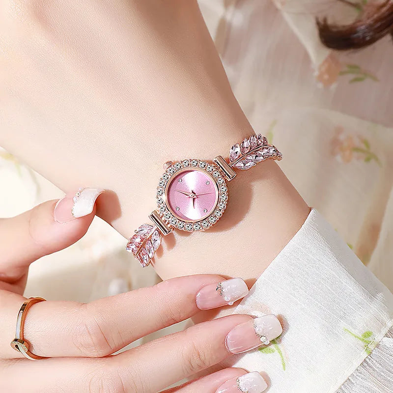 Rose Gold Radiance Woman's Watch Bracelet Silver or Pink Face