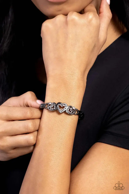 Seriously Smitten - black - Paparazzi bracelet Accessories,Black,Bracelet,Hearts