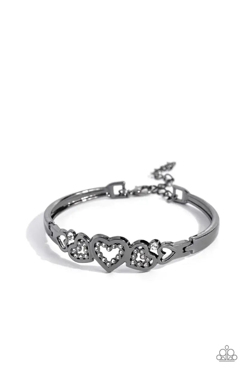 Seriously Smitten - black - Paparazzi bracelet Accessories,Black,Bracelet,Hearts