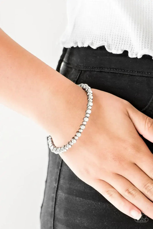 Seven Figure Fabulous - black - Paparazzi bracelet Accessories,Bangle,Black,Bracelet,White rhinestones