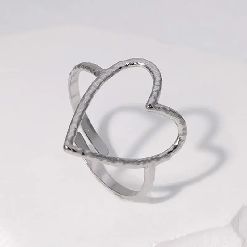 Love Hollow Heart Ring (18K Gold Plated) or (Stainless Steel) Adjustable