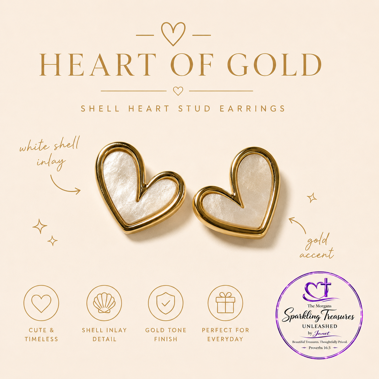 Sweetheart Heart Post Earrings Stainless Steel