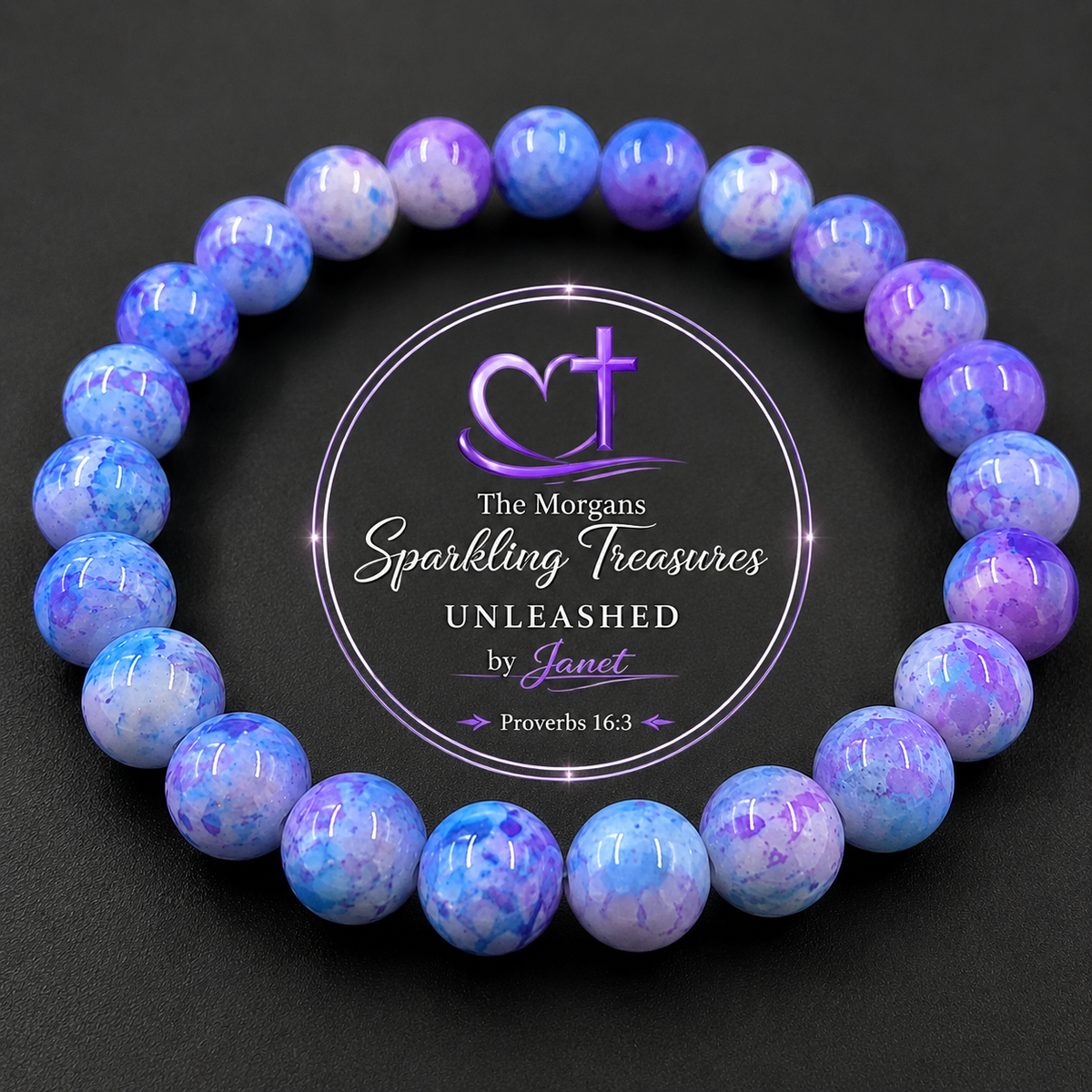 Peaceful Promise™ Stretch Bracelet Blue Marble / Pink Marble