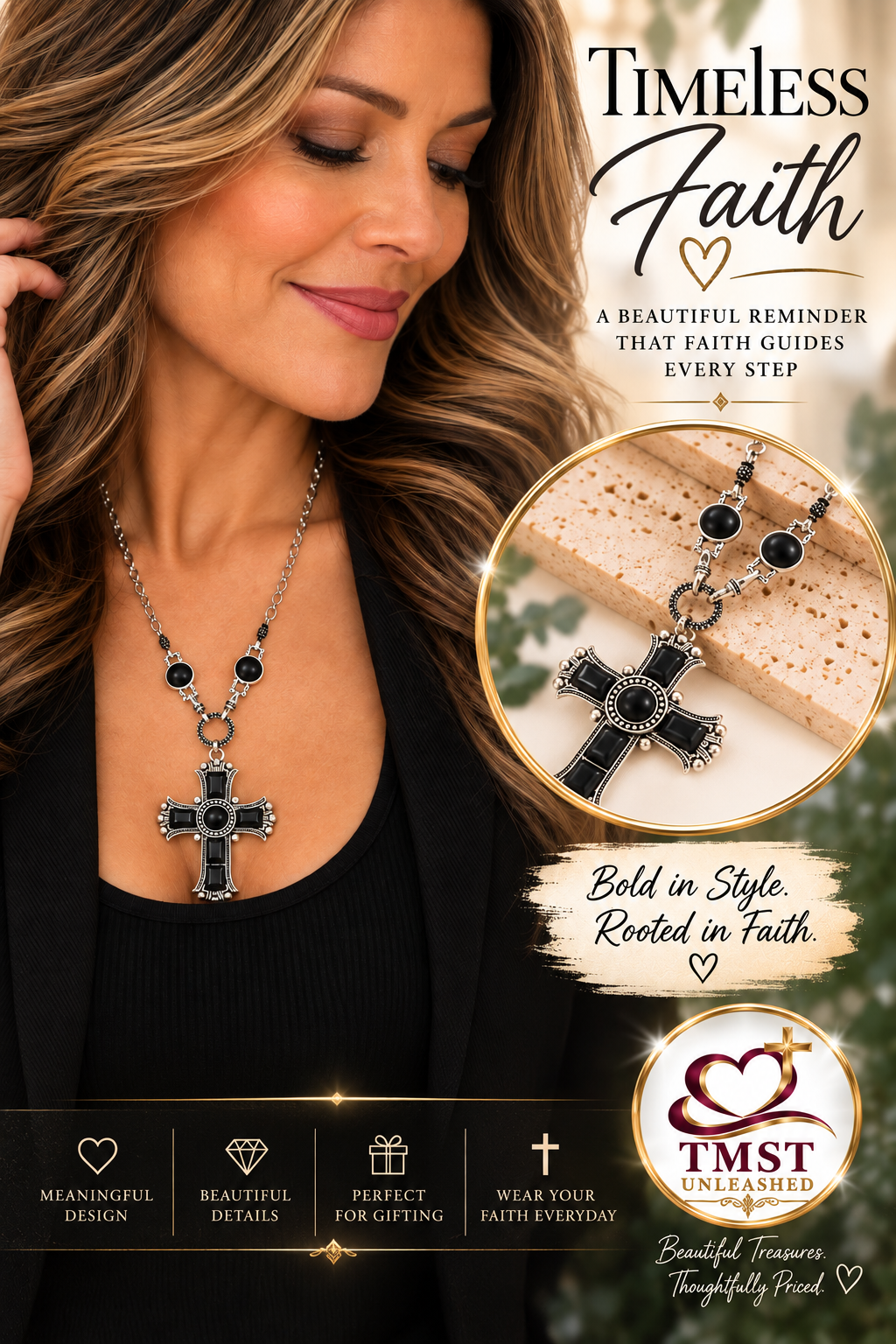 Midnight Crossroads™ Long Cross Necklace