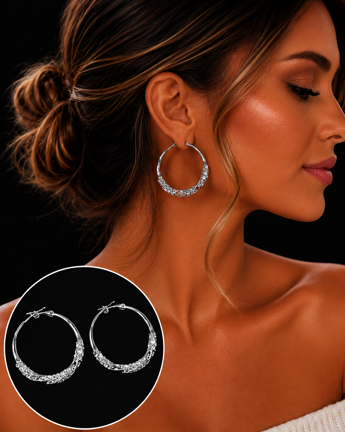 Radiant Circle Hoop Earrings Silver