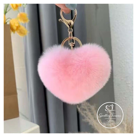 Blush Heart Plush Keychain Pink