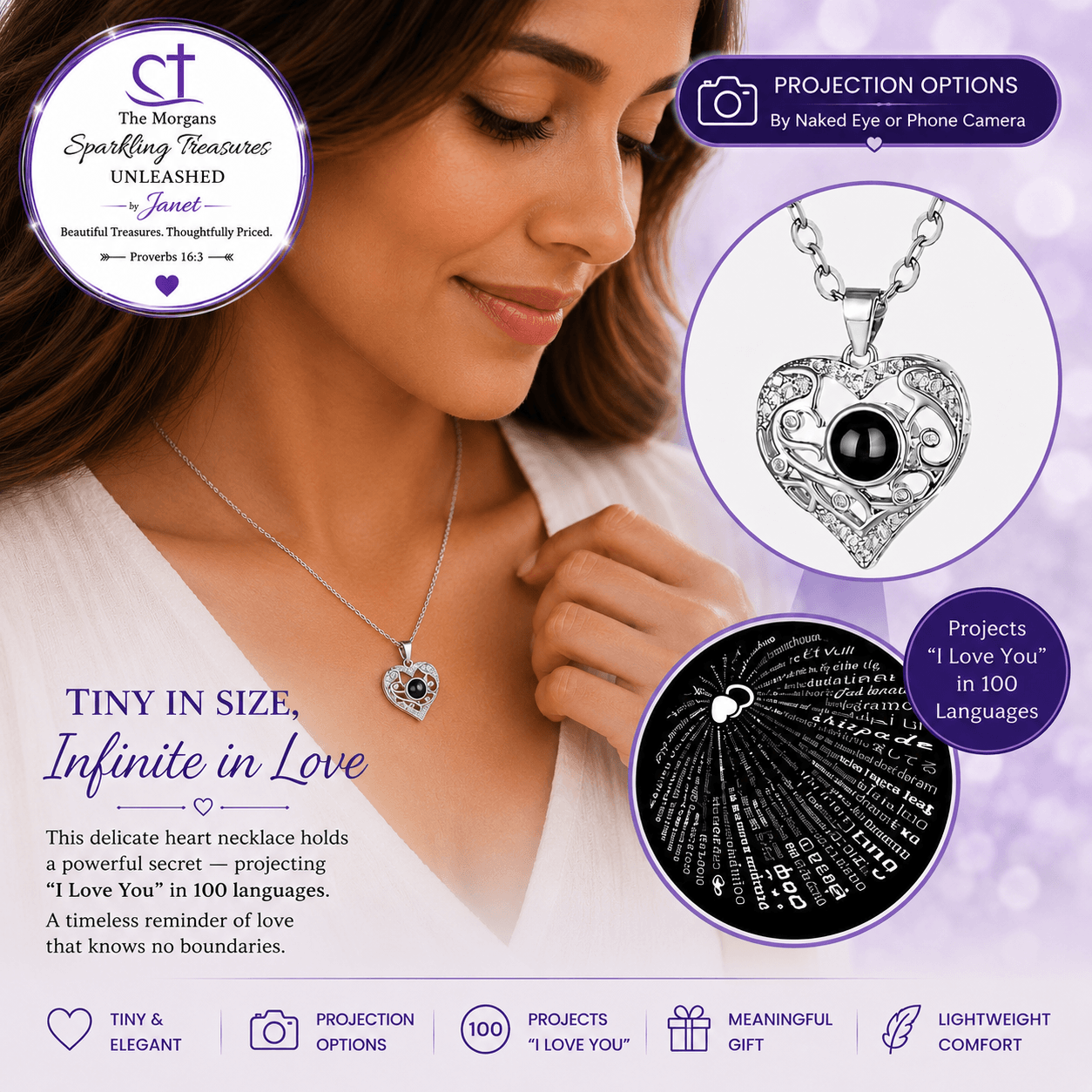 Love Without Words™ Projection Silver Heart Necklace