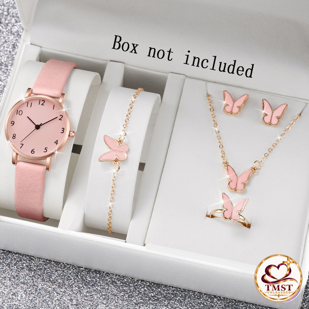 Blush Butterfly pink watch and jewelry set with current TMST logo