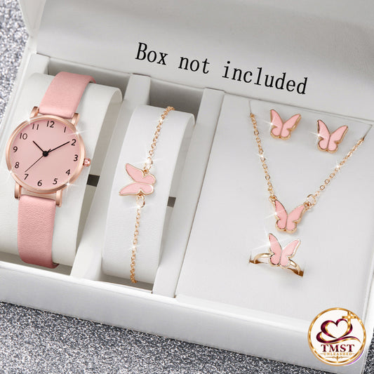 Blush Butterfly pink watch and jewelry set with current TMST logo