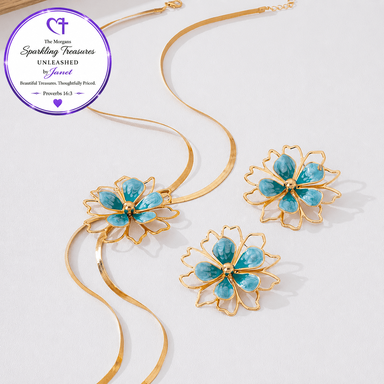 Azure Blossom Cascade™ Jewelry Set Blue Accessories,UNLEASHED COLLECTION