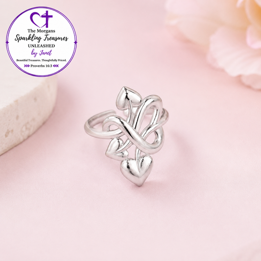 Infinite Hearts Wrap Stainless Steel Heart Ring
