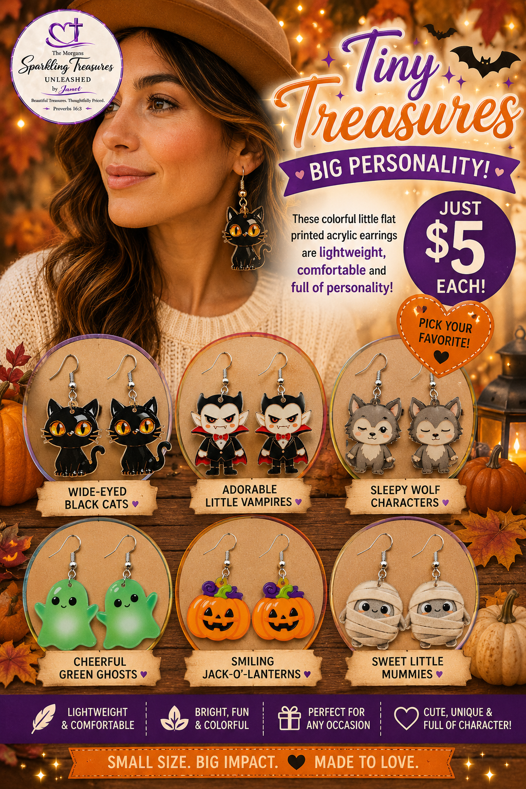 Tiny Treasure Halloween Earrings