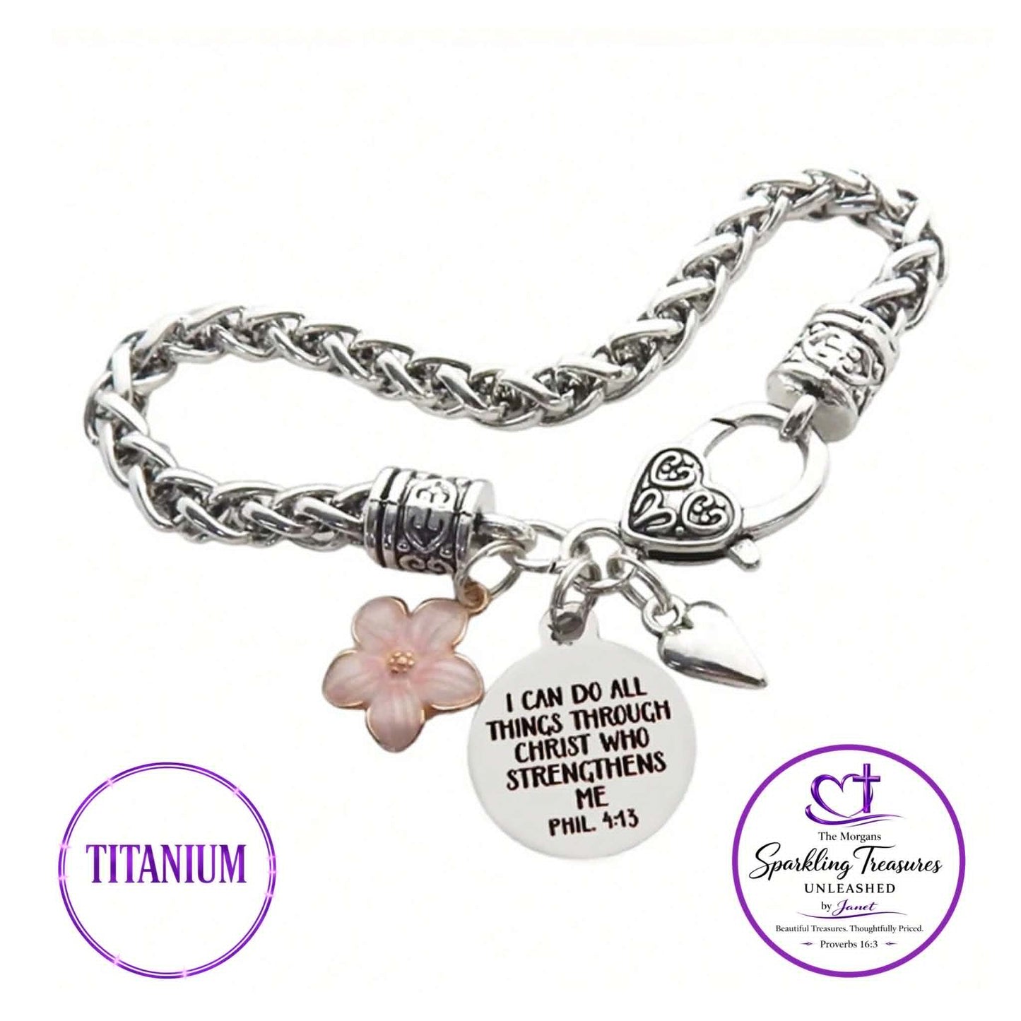 Hope and A Future Stainless Steel Scripture Charm Bracelet