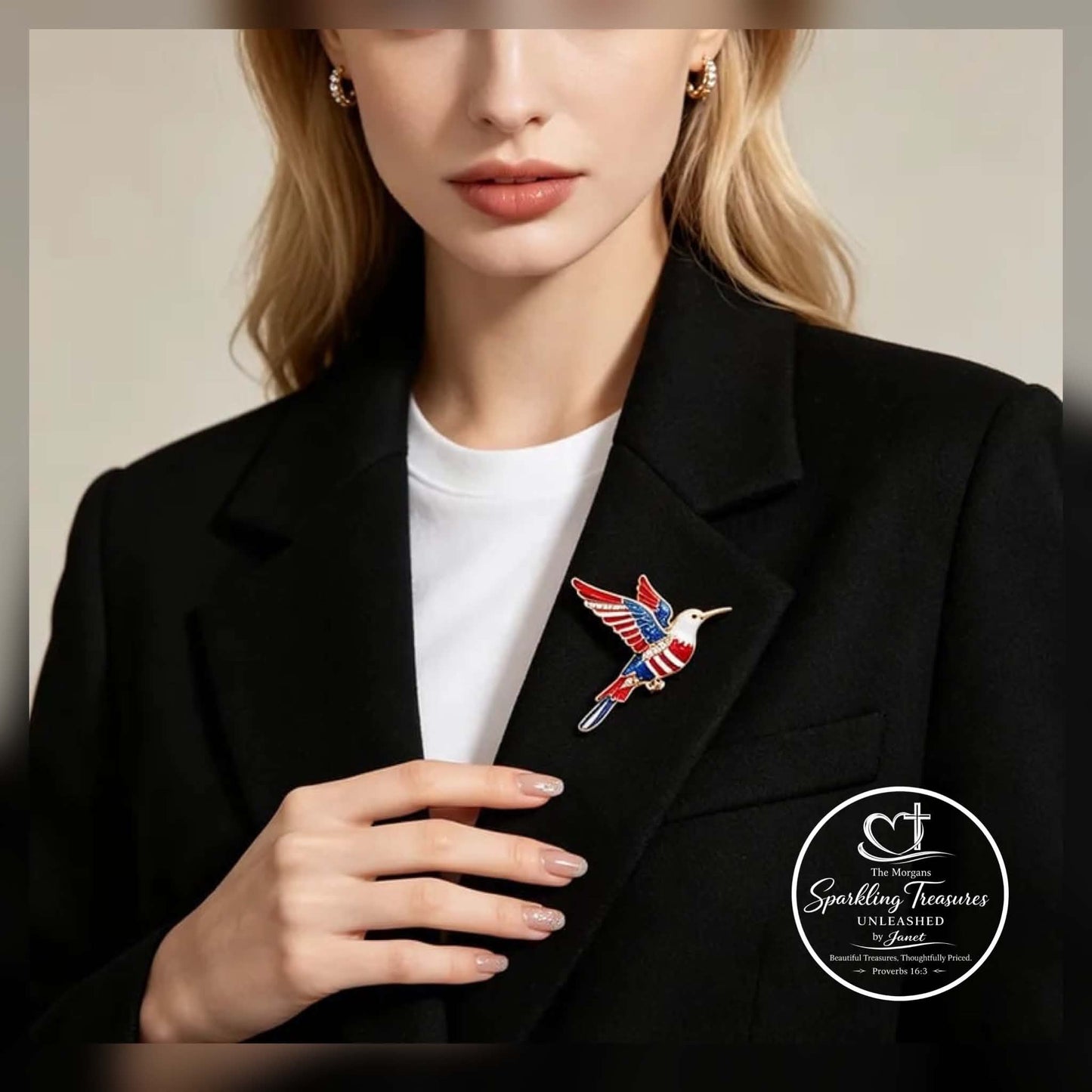Stars of Freedom Hummingbird Brooch