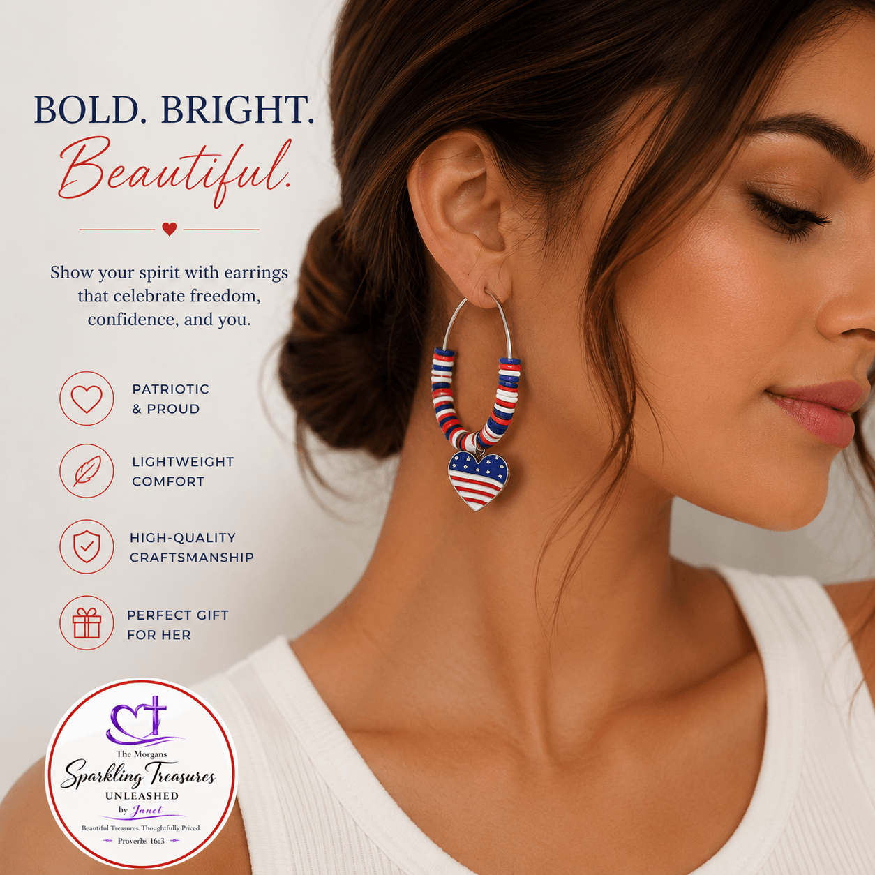 Stars and Stripes Sweetheart Hoops Multi Earrings