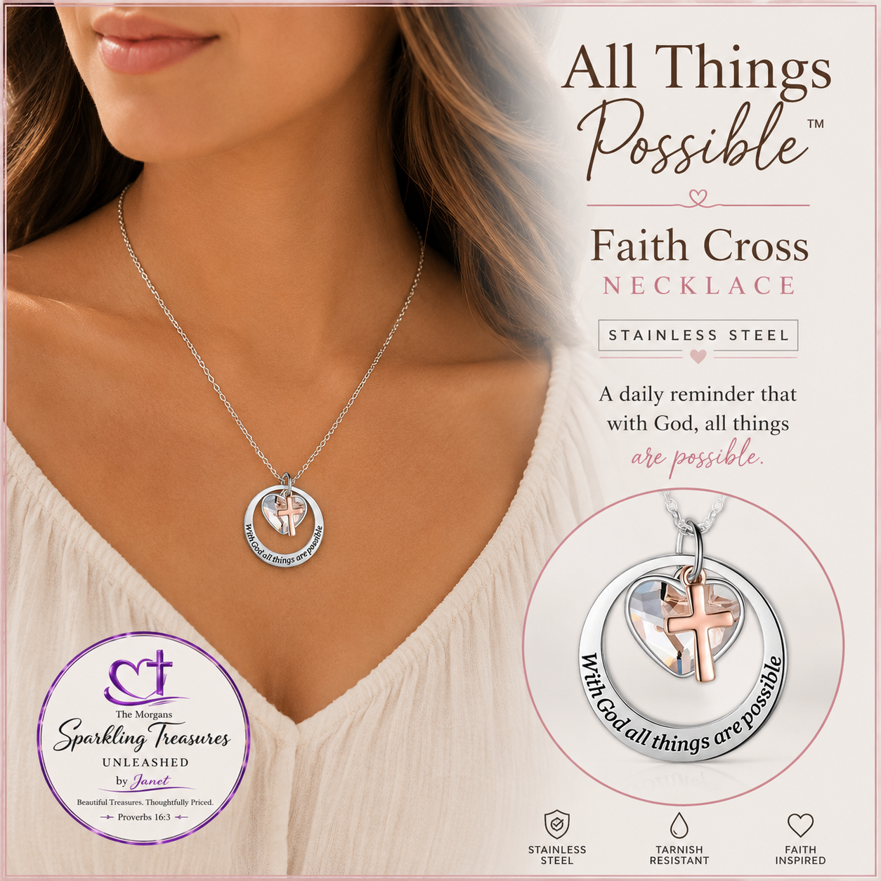 All Things Possible™ Faith Cross Necklace