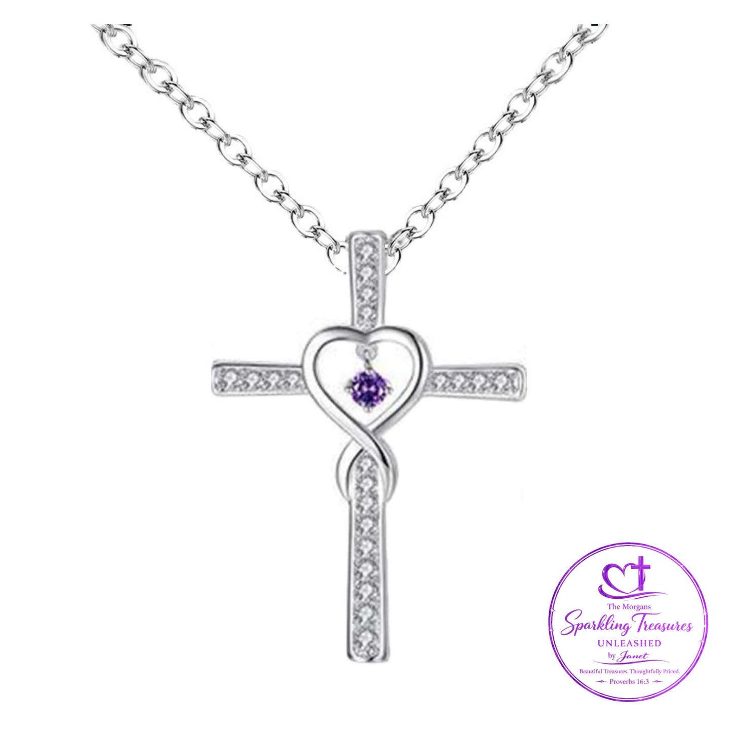 Faith Wrapped in Love Cross Necklace Purple