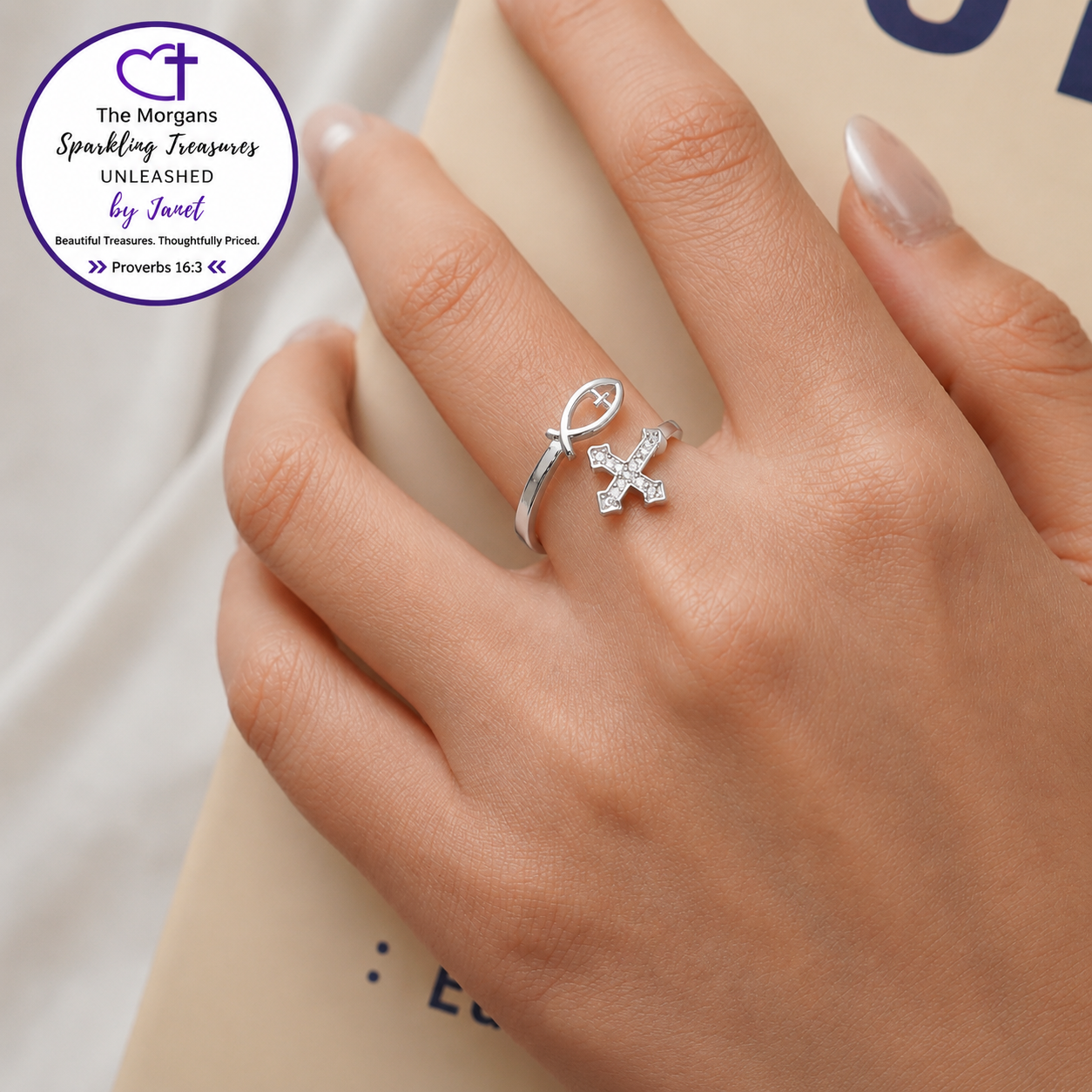 Faithful Promise Cross/Fish Ring - Let Go and Let God