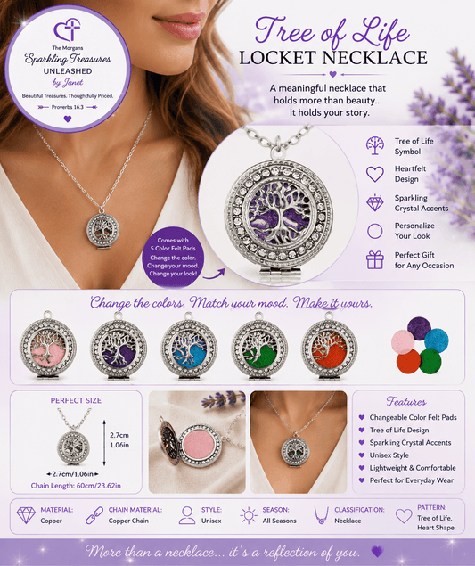Everlasting Roots™ Tree of Life Locket Necklace Silver Accessories,Gift for Her,Gift Ideas,Gifts,Locket Inspired,Multicolor,Necklace,Romantic Gift,Short Necklace,Silver,Tree of Life,UNLEASHED COLLECTION