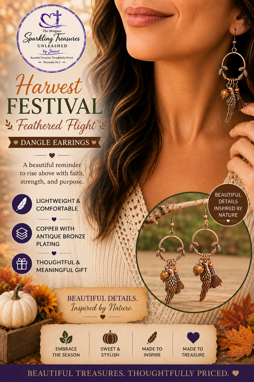 Harvest™ Feathered Flight Earrings