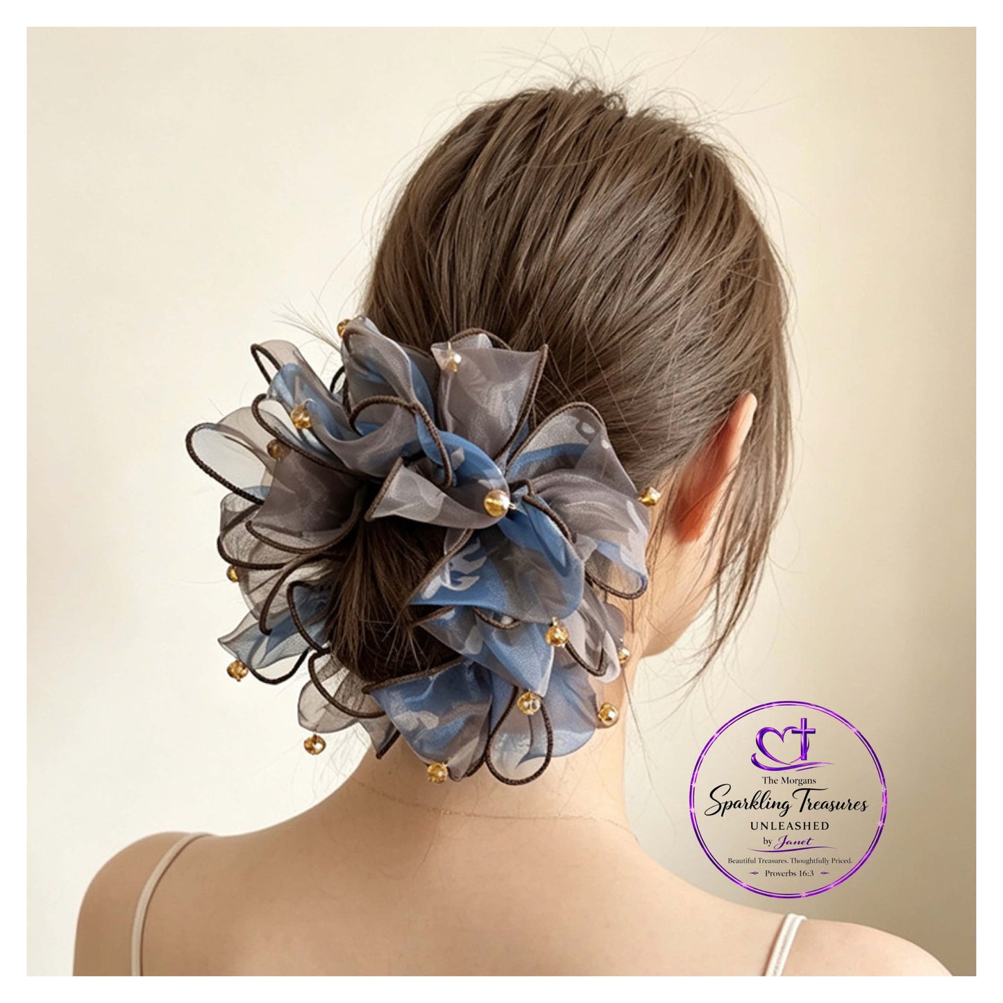 Misty Blue Hair Scrunchy