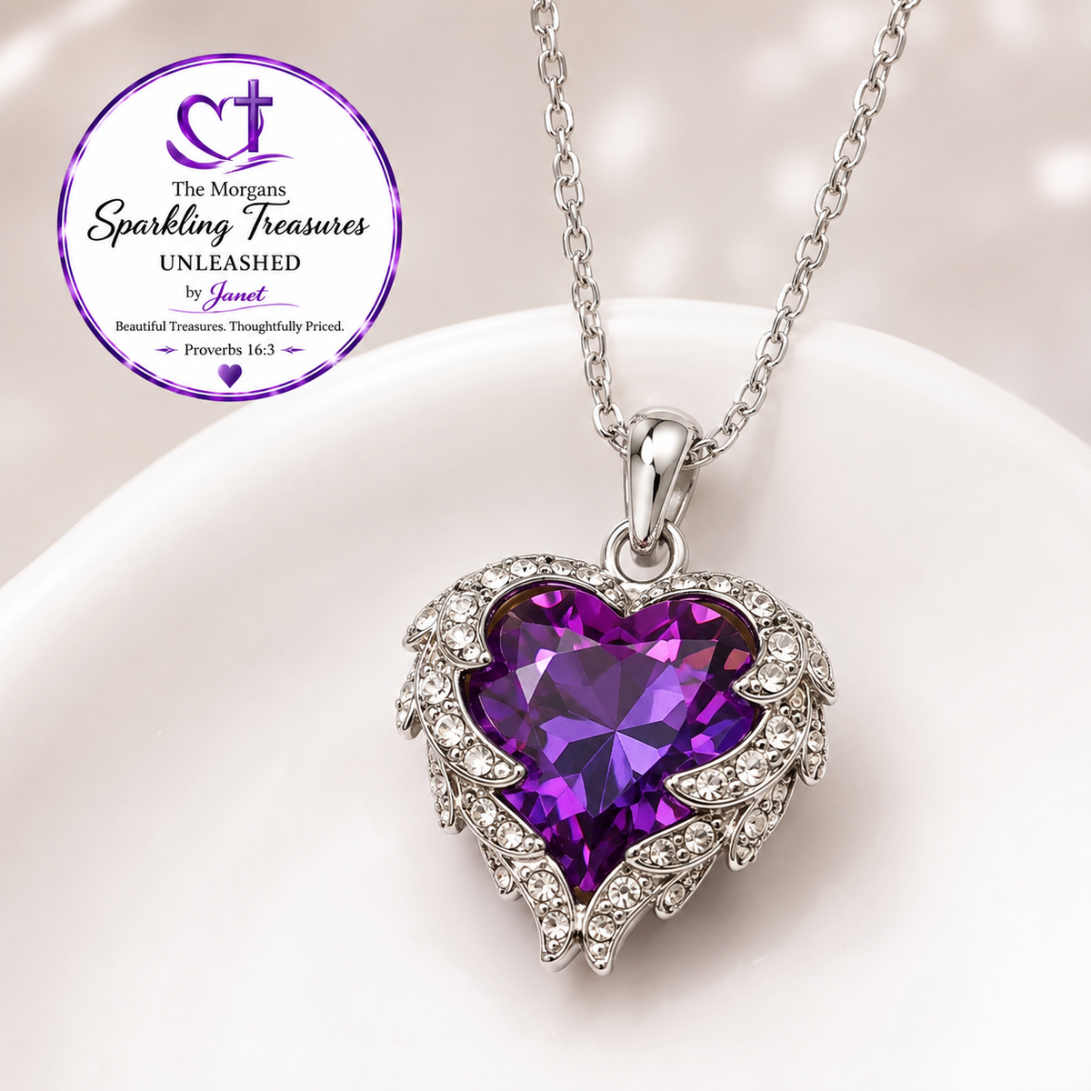 Wings of Love™ Purple Heart Necklace - necklace