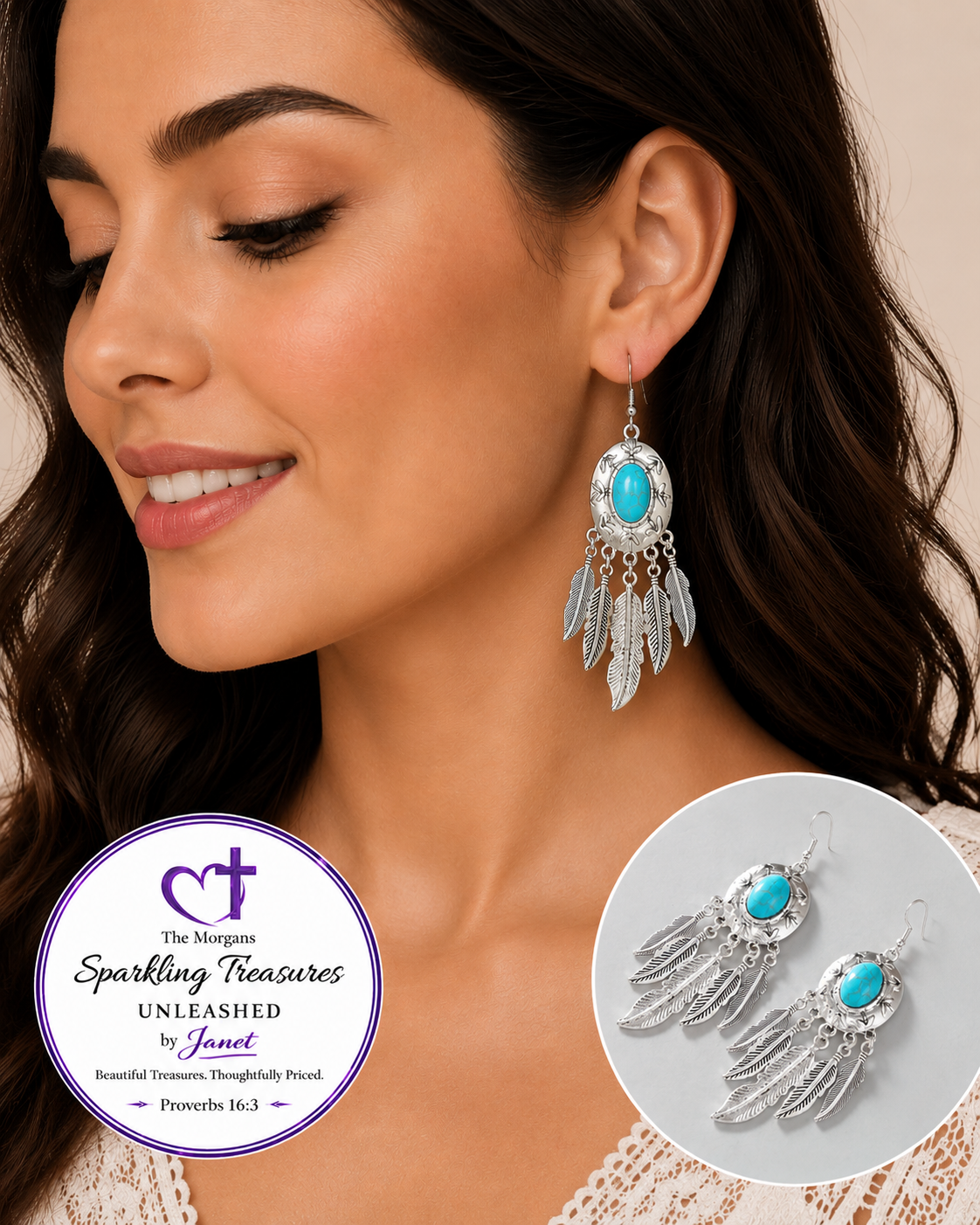 Whispering Feathers™ Turquoise Dreamcatcher Earrings