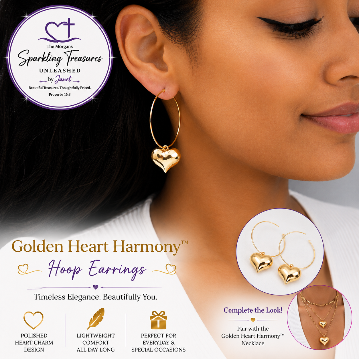Golden Heart Harmony™ Hoop Earrings