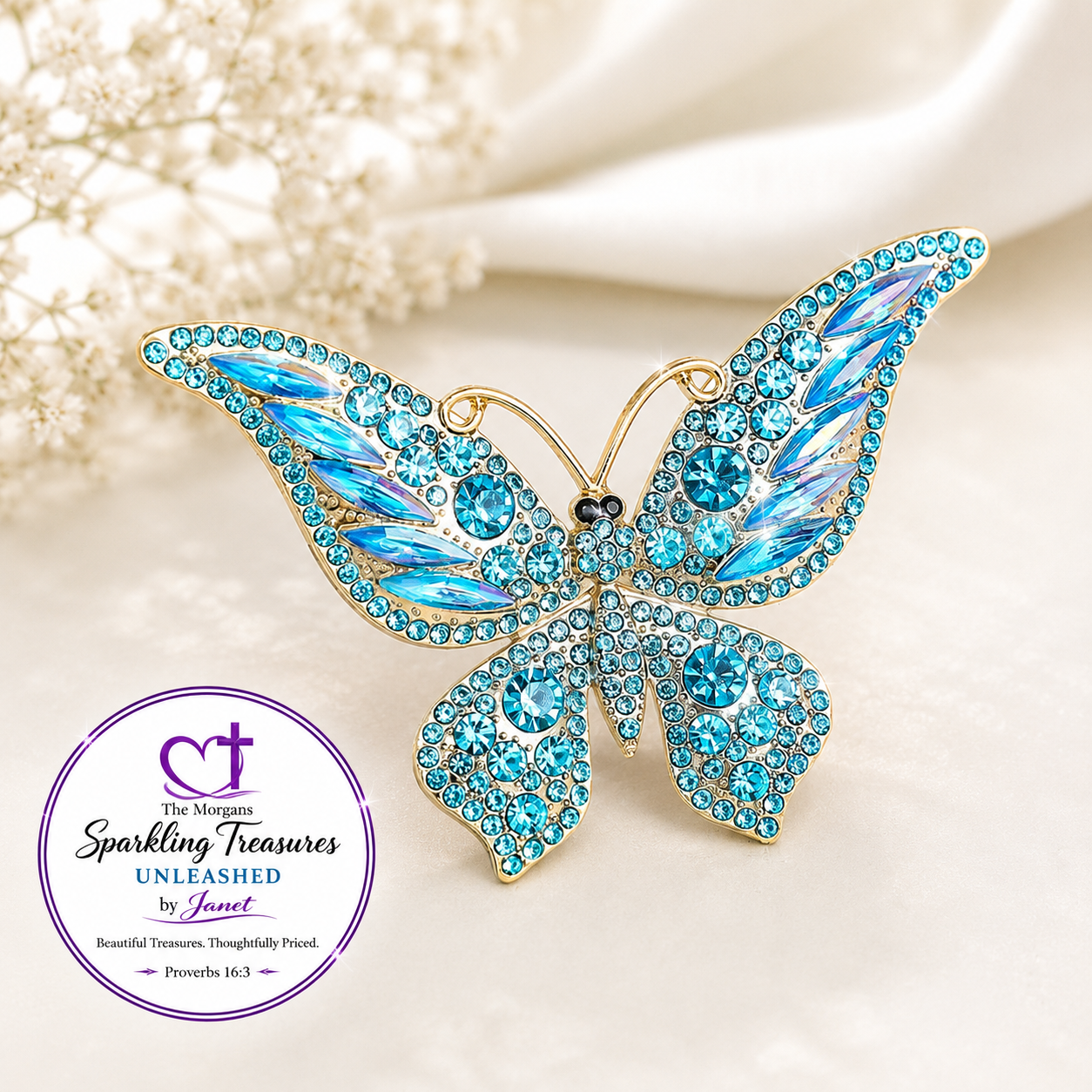 Heaven's Wings™ Butterfly Brooch - Pearl Blush or Ocean Blue