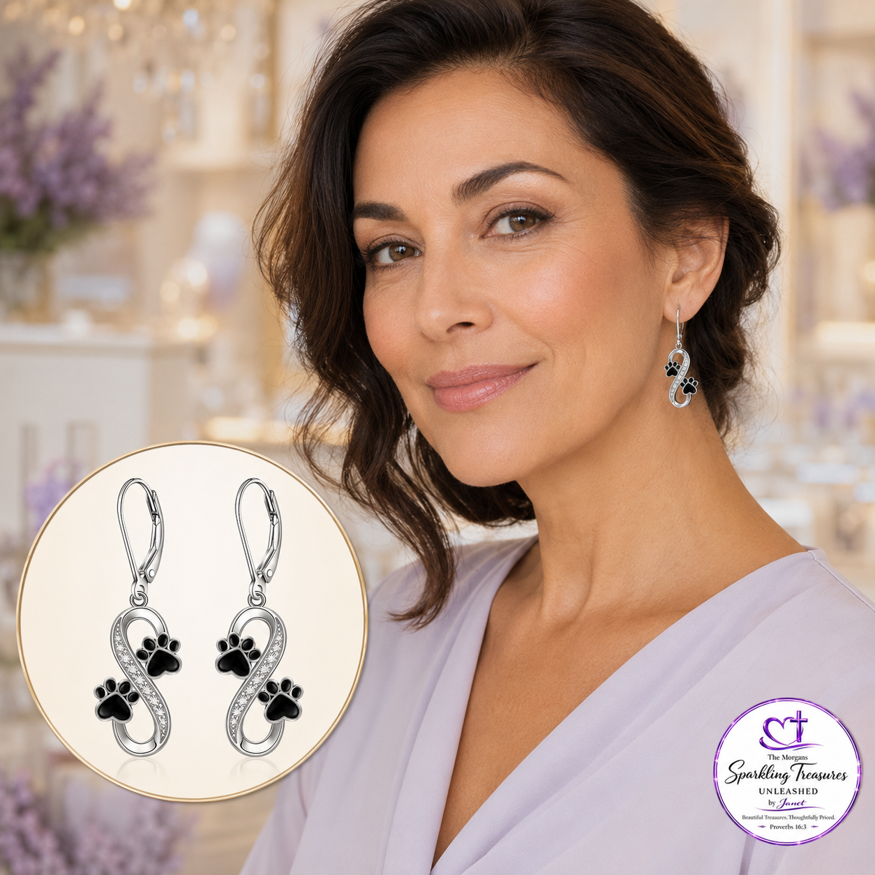Forever Paws™ Infinity Drop Earrings Silver
