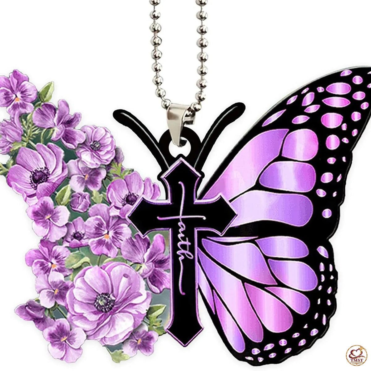 Wings of Faith™ Purple Butterfly Cross Ornament — Default Title