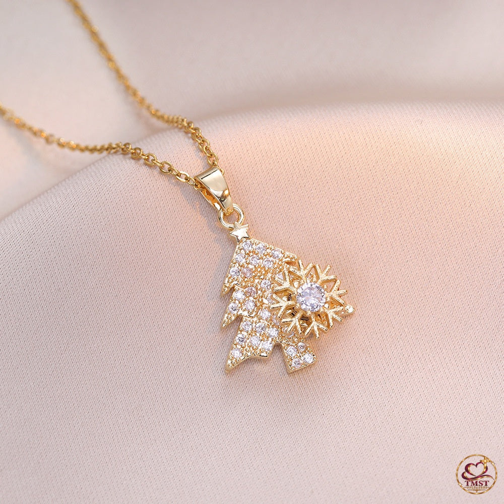 Turning Christmas Joy™ Tree Pendant Necklace — Gold