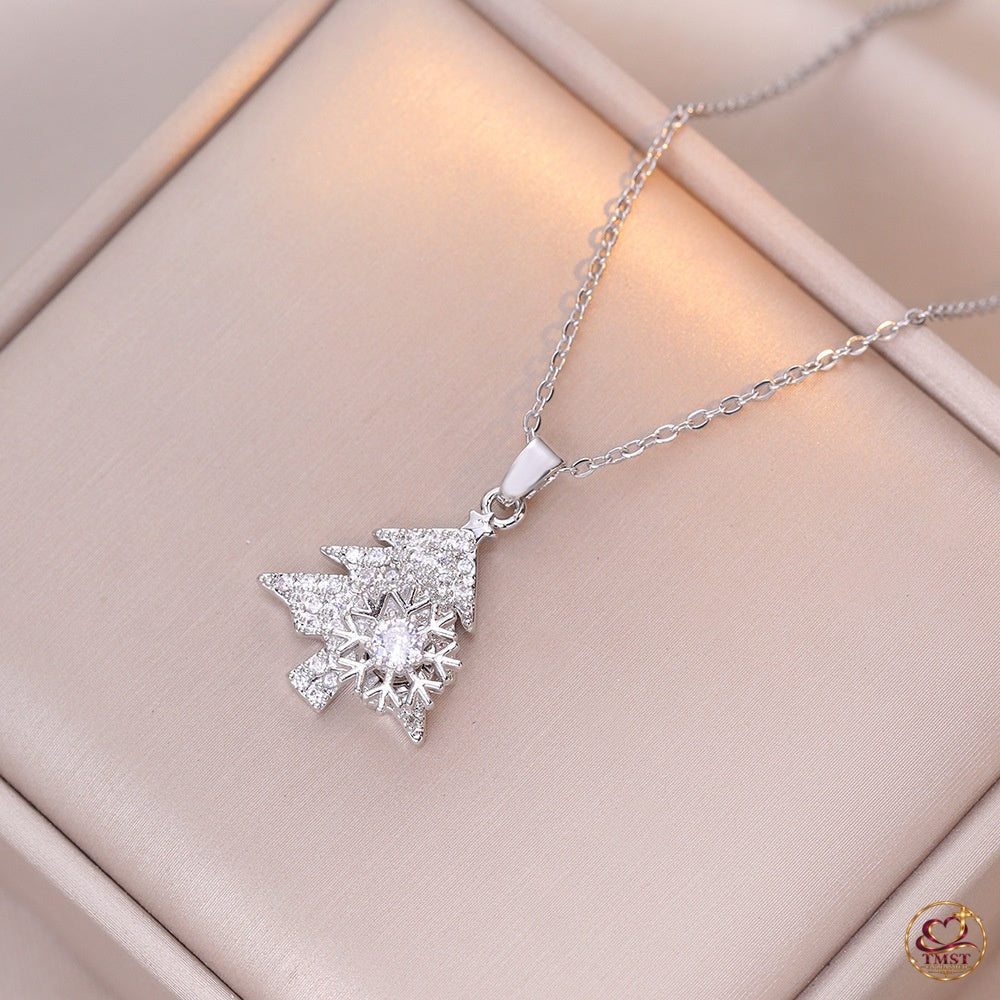 Turning Christmas Joy™ Tree Pendant Necklace — Silver