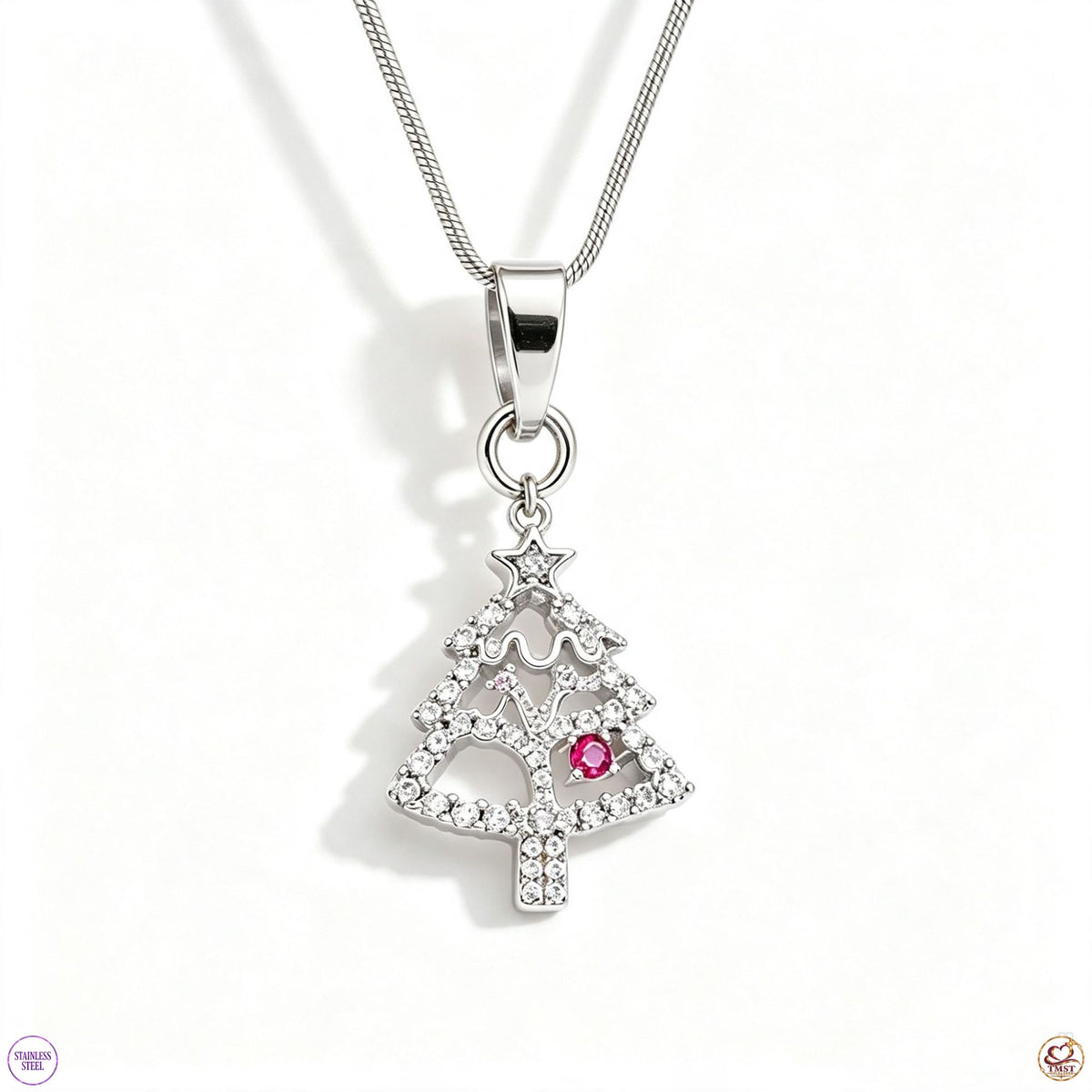Silver Christmas Wishes™ Tree Pendant Necklace