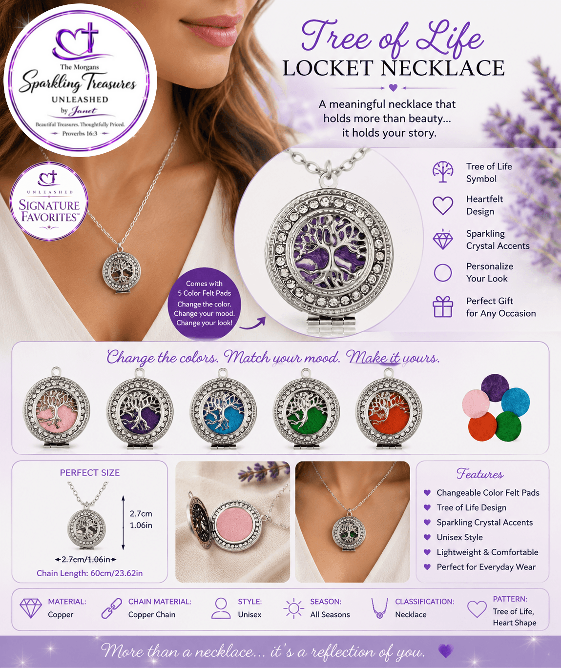 Everlasting Roots™ Tree of Life Locket Necklace Silver