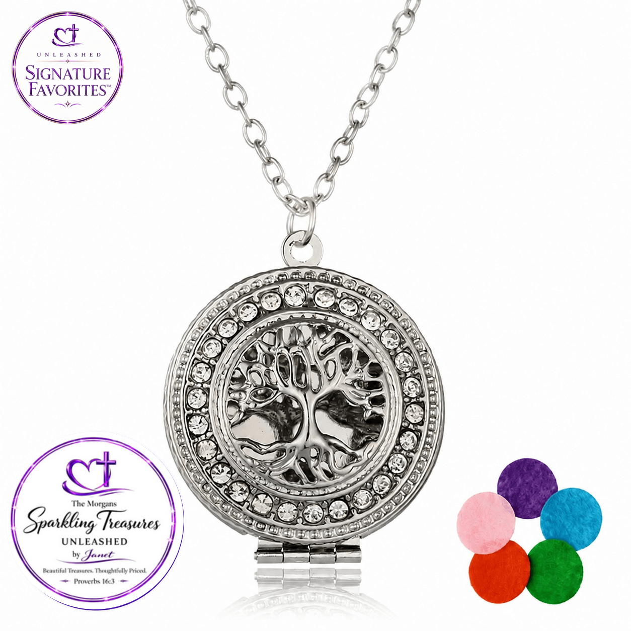 Everlasting Roots™ Tree of Life Locket Necklace Silver